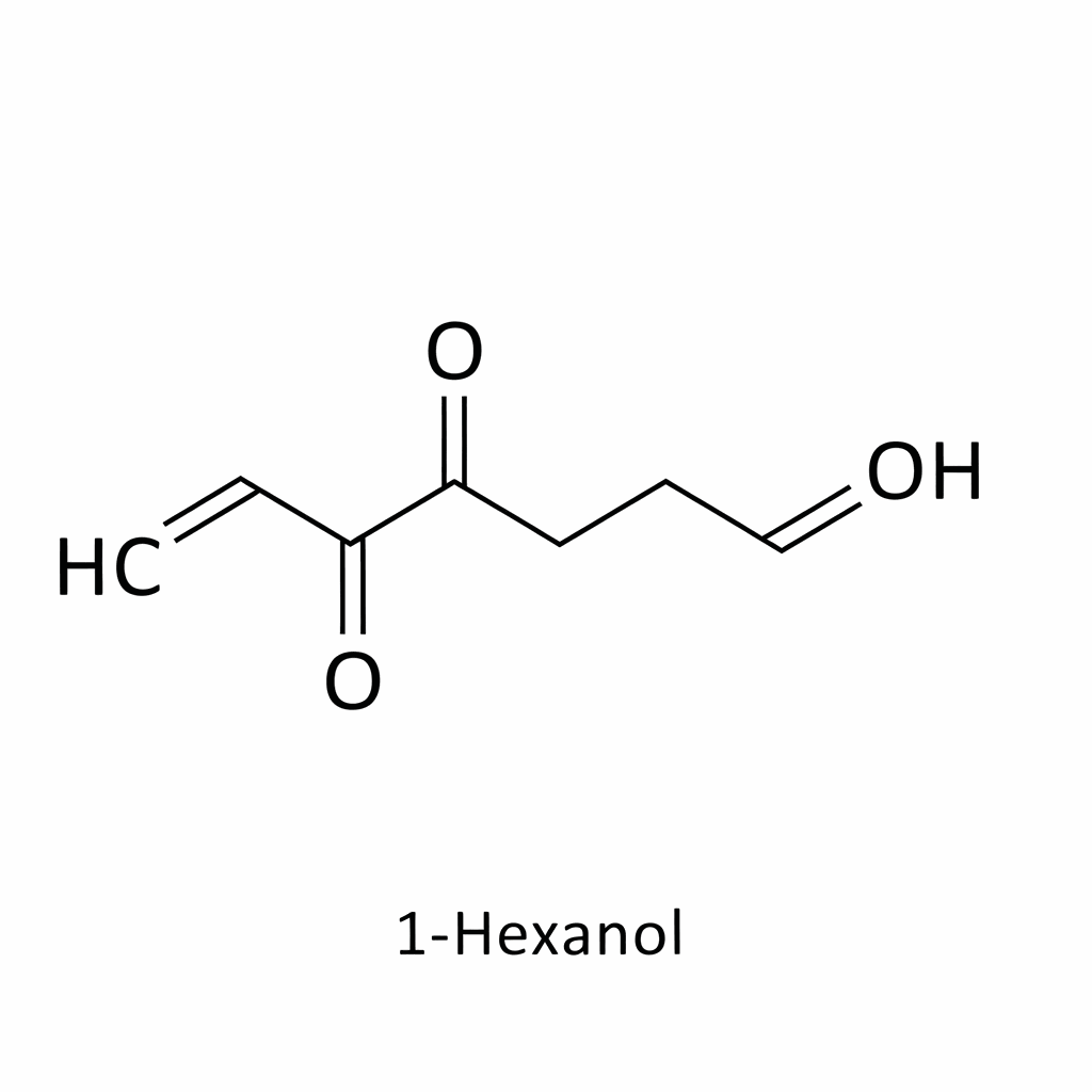 Chemical structure of 1-Hexanol (C6 Alcohol)