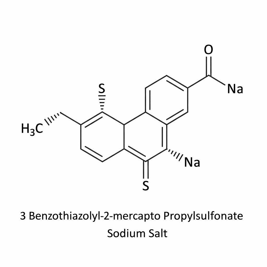 Chemical structure of 3-Benzothiazolyl-2-Mercapto Propylsulfonate Sodium Salt