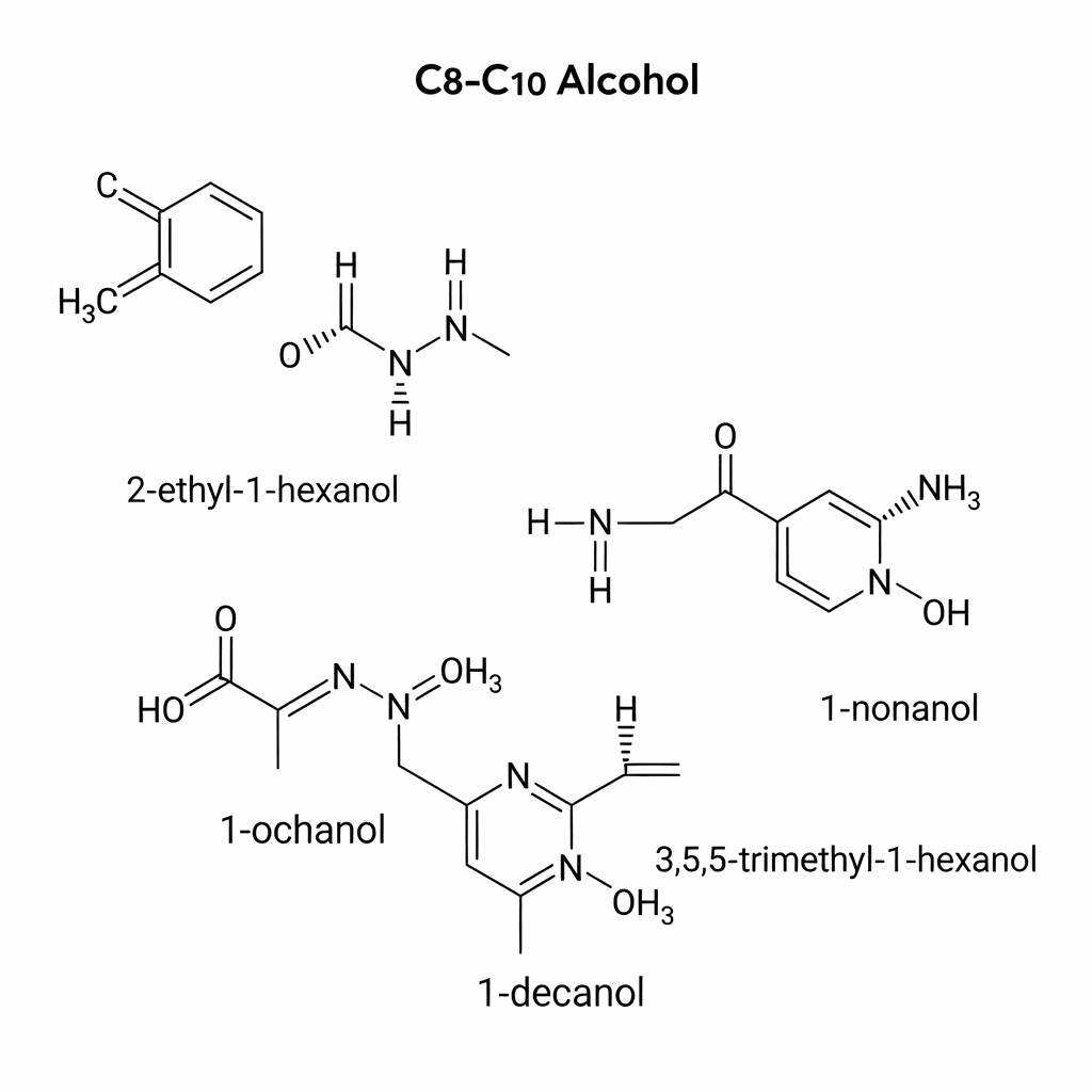 Chemical structure of C8–C10 Alcohols (CAS 85566-12-7)