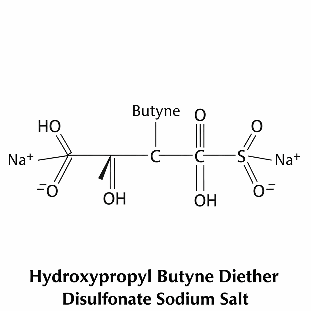 Chemical structure of Hydroxypropyl Butyne Diether Disulfonate Sodium Salt