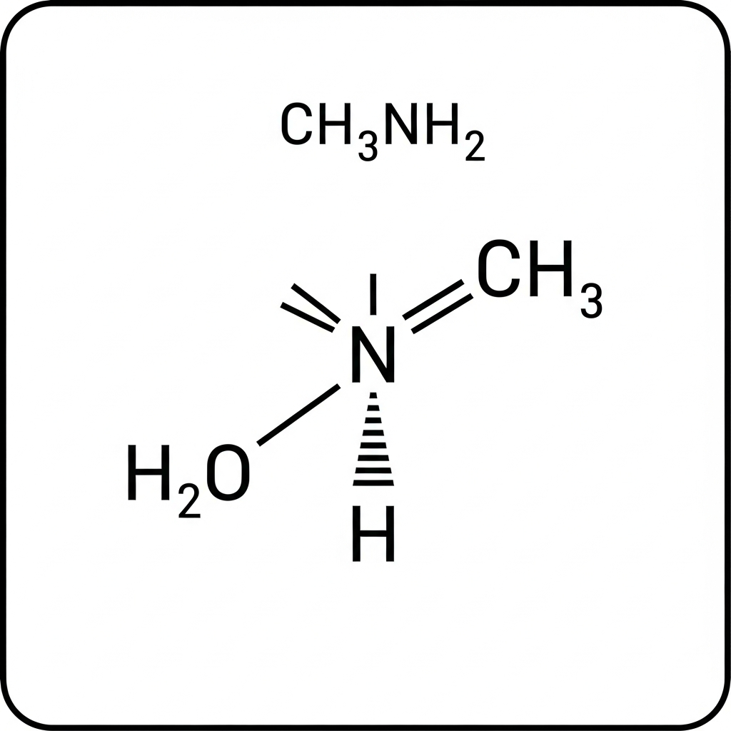 Chemical formula and molecular structure of Methylamine