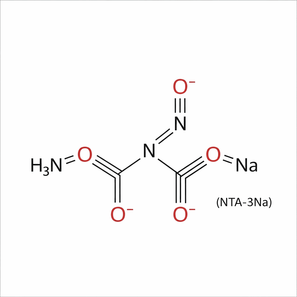 Chemical structure of Trisodium Nitrilotriacetate (NTA-3Na)