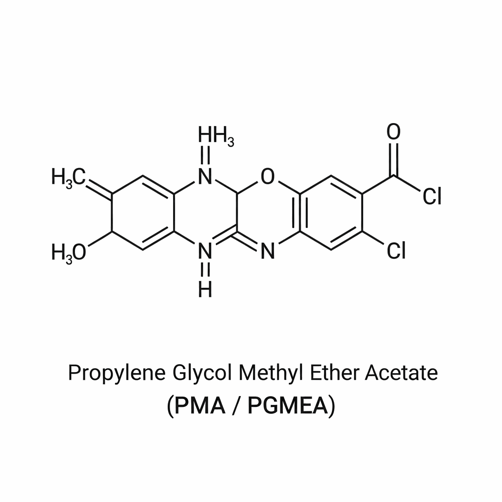 Chemical structure of Propylene Glycol Methyl Ether Acetate (PMA/PGMEA)